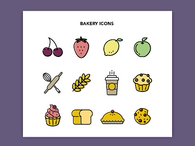 Bakery Icons bakery bright food fruit fun icons