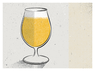 Tulip beer grain halftone illustration illustrator print retro vector vintage yellow