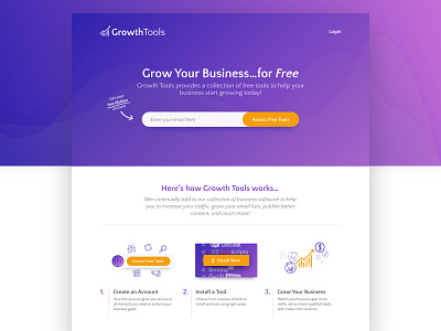 Landing Page Draft business clean gradient icons landing page modern monoline orange purple software ui website