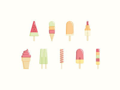 Mini Ice Creams colours digital flat design fresh ice cream illustration illustrator material design summer vector