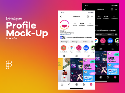 Instagram Profile Mock-Up for Figma components figma interface product software ui ux web
