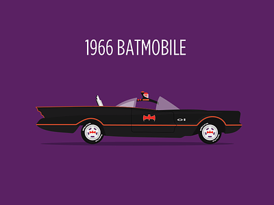 Batmobile 1966 adam west batman batmobile flat design