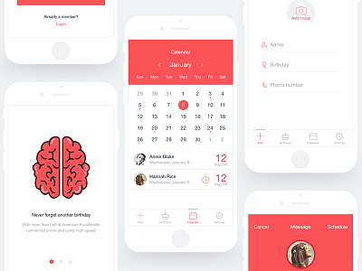 Birthday App brithday app mobile reminder ui ux