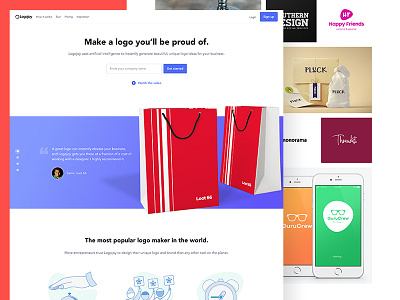 Logojoy homepage design landing page logojoy ui ux