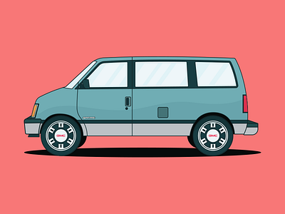 GMC Safari flat illustrattion transport van vector vehicle