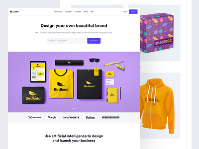 Looka - Homepage brand branding flat landing page logojoy looka looka design ui visual design web design