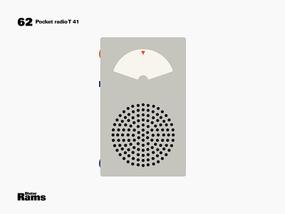 Pocket radio T 41 1962 design flat illustration vector