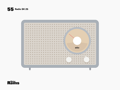 Radio SK 25 1955 design flat illustration vector