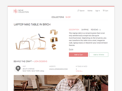 Ni.co Product Detail Page case study ecommerce furniture interior decorating ui ux web design