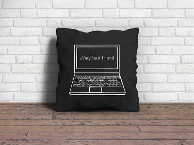 Laptop Square Pillow Design bestfriends black design designer laptop pillow white
