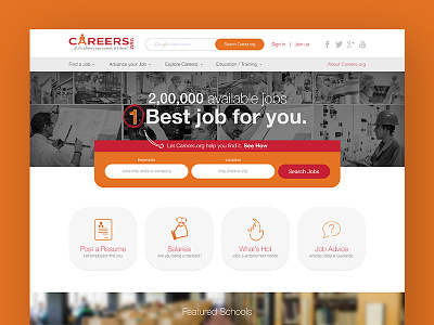 Web redesign for a Career site career clean design gradient icons job minimalist orange ui ux web website