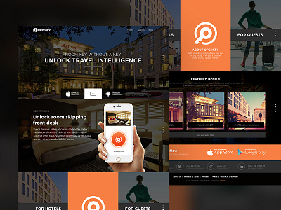 Openkey site redesign app black clean hotel luxury mobile orange professional travel