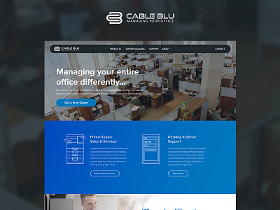 IT Management web design blue business cable clean illustration it line manage media office professional website