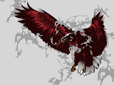 Eagle For Dribbble black design eagle flames flying illustration red shirt vector white wings