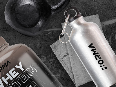 Forma In The Gym bottle branding design gym lettering logo packaging suplement water