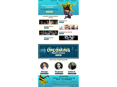 Home/Landing page - dance classes homepage design landing design