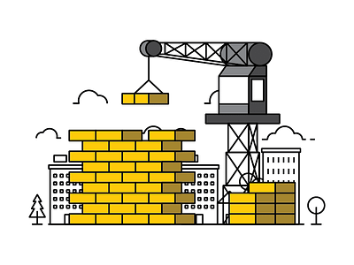 Yellow Brick bricks city editorial illustration illustration spot illustration tapekingkong vector yellow