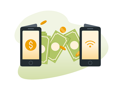 Virtual money transfer illustration mobile money phone radityazayadi tapekingkong technology transfer vector wireless