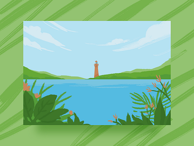 Summer Breeze illustration lighthouse nature valley