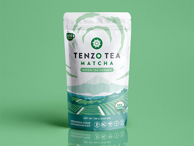 Tenzo Tea Packaging illustration illustration japan matcha mountain packaging design tea tea packaging vector
