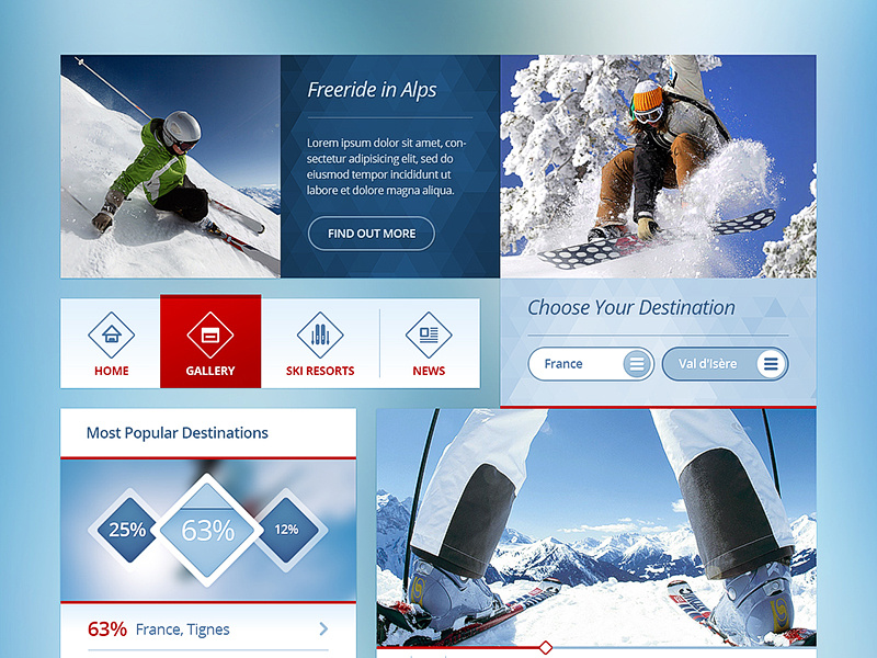 UI Kit (Ski) drawingart design photoshop ui ux ui kit work test