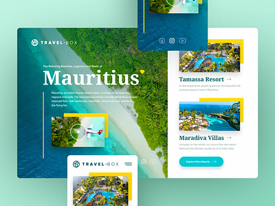 TravelBox adobexd concept design drawingart header responsive sea surfing travel ui ux vacations web website