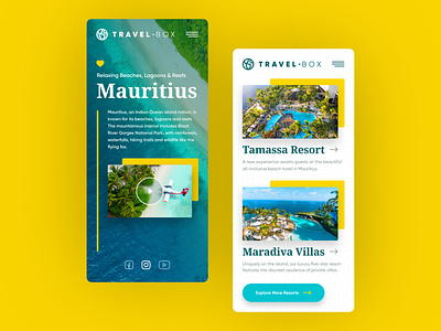 TravelBox Mobile adobe adobexd design drawingart iphone mauritius mobile phone photos responsive sea surf ui ux vacations web website xd