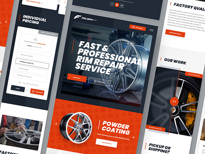 FelgenFix Mobile design drawingart powder powdercoating repair responsive rim tire ui ux web website wheel