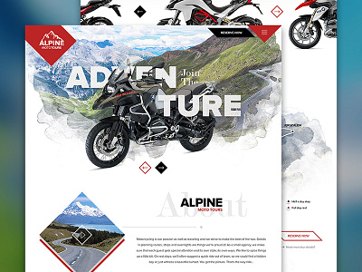 Alpine Moto Tours alpine design drawingart moto motorbike motorcycle responsive tours trips ui ux website