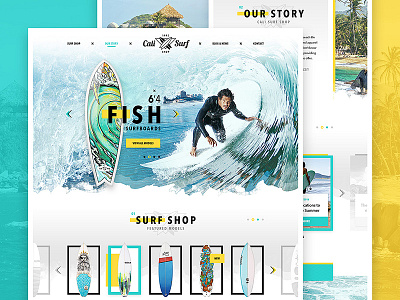 Cali Surf Shop california design drawingart responsive surf surfing trendy ui ux waves web website