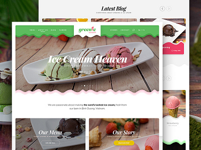 Greenie Scoop clean colors drawingart icecream minimal responsive ui ux web webdesign website