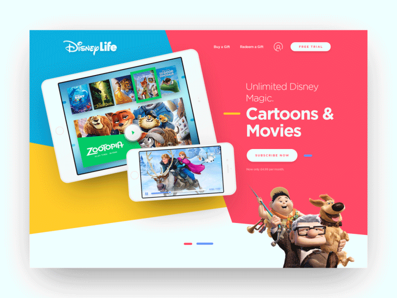 Disney Life animation concept design disney drawingart gif life responsive ui ux webdesign website