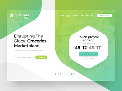 Coolomat Market clean crypto design grocery minimal responsive sales token ui ux web website