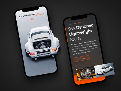 Porsche Singer 964 DLS Mobile apple concept design drawingart ex header ios mobile porsche responsive singer ui web webdesign website