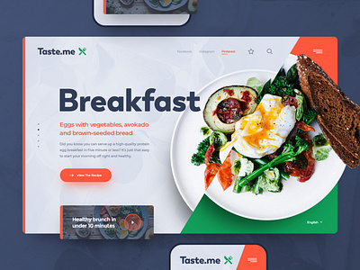 Taste.me colors concept design drawingart exploration food header photoshop recipes ui ux vegetarian website webui