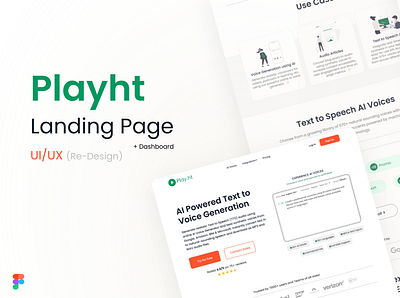 Playht Landing Page app design figma graphic design landing page miren miren3k mirendesigns mobile design playht text to speech ui ui designer uiux ux design web design