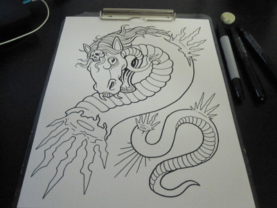 Warhorse Inked horse illustration pitchgrim snake