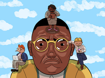 LEVEL MAN- Only Black Guy In The Office character editorial illustration illustration