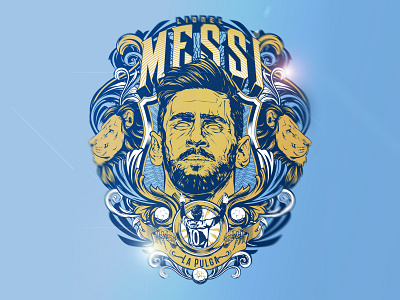 Lionel Messi animal design face football illustration lion logo vector vintage