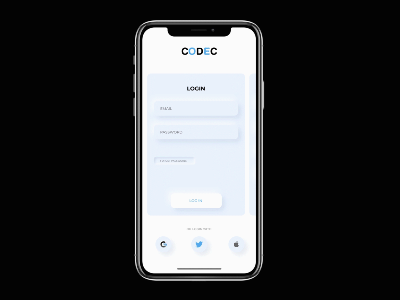 log in / sign up screen - Daily UI 001