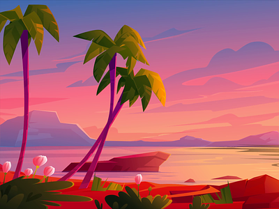 Windy morning on the island animated gif animation art beach calm design explorer graphic design illustraion ocean vector