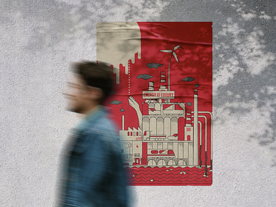 Poster Design on Energy abstract art campaign electricity energy global warming graphic design heatwaves illustraion line illustration minimalism pollution poster red save earth