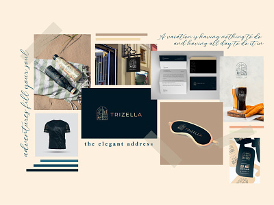 Trizella Branding & Merchandising branding contemporary design graphic design homestay hotel logo merchandise mockup moodboard stationery travel typography vacation visual