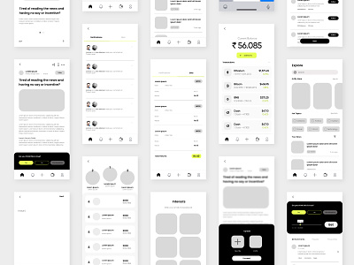 Wireframes for entertainment/betting app app betting design filters graphic design home page information arc interface login news notifications onboarding poll profile ui ux vote voting wallet wireframes