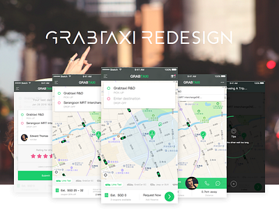 GrabTaxi Redesign app green illustrator interface redesign taxi ui ux