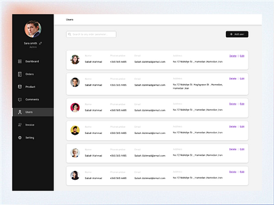 Admin User List admin dashboard e commerce list ui user
