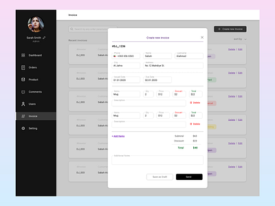 Add Invoice add add invoice admin design e commerce invoice ui