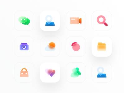 轻质感毛玻璃icon图标 by CuiHua on Dribbble