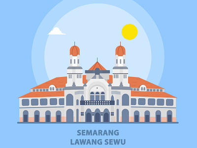 Flat Illustration Lawang Sewu Iconic Building Of Semarang City design flat ilustration flatdesign graphic design