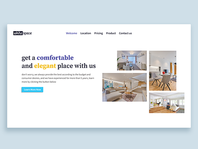 Interior design agency landing page ui design web design